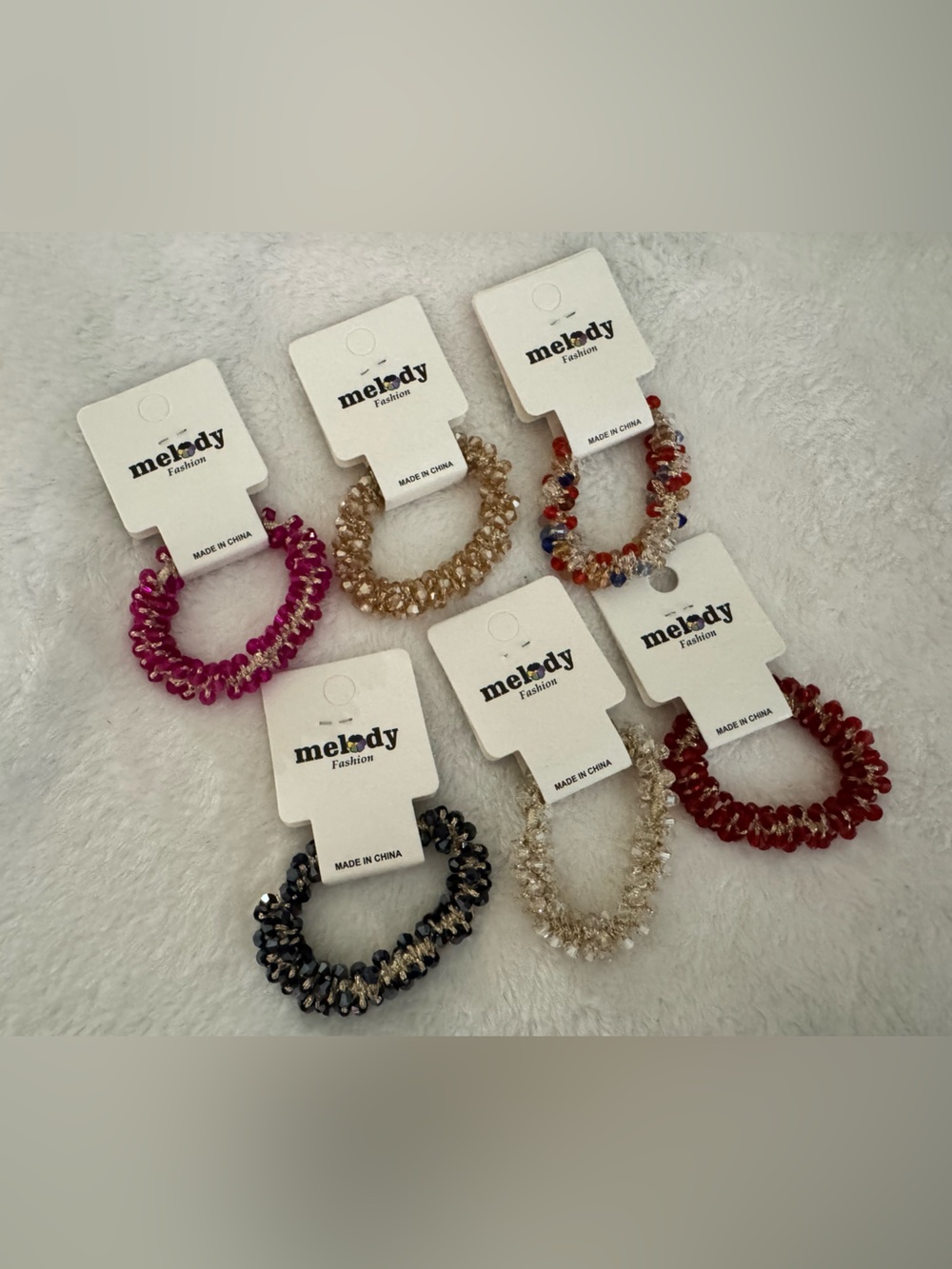Melody Beaded Coil Hair Ties - Assorted Colors